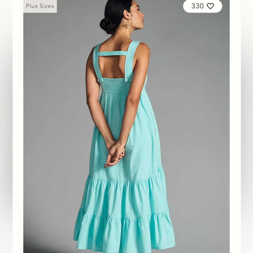 By Anthropologie Square Neck Tiered Dress